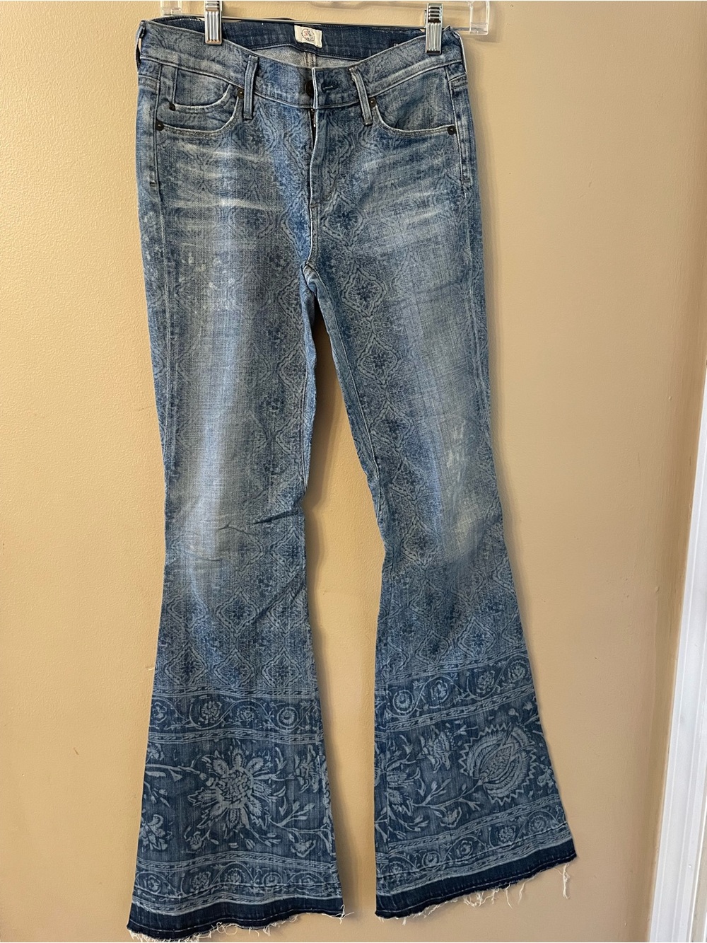 Free People/Citizens of Humanity-Women's Blue Patterned Flare Jeans